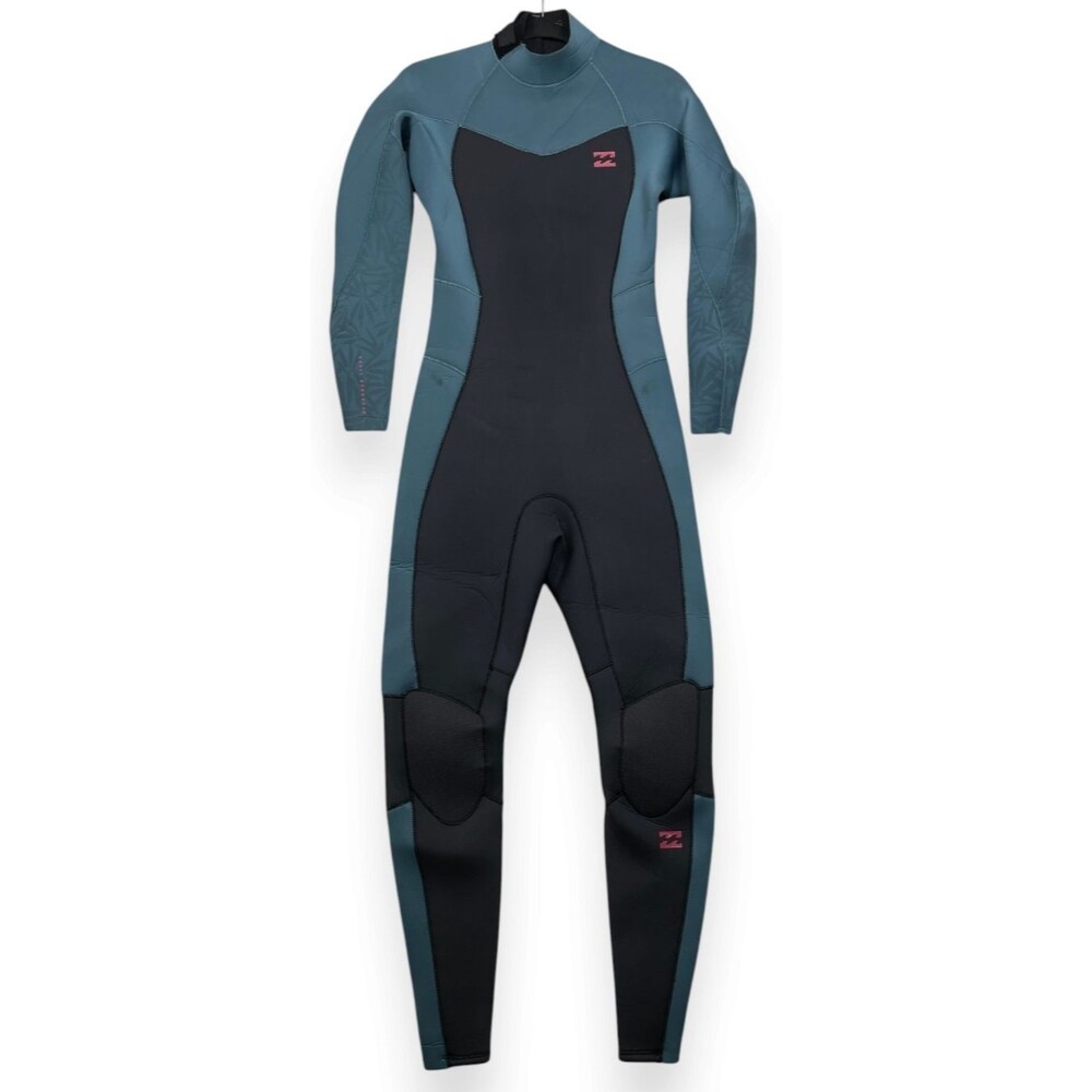 Billabong 4/3 Synergy Wetsuit Womens 10 Black Blue Back Zip GBS Furnace Lined